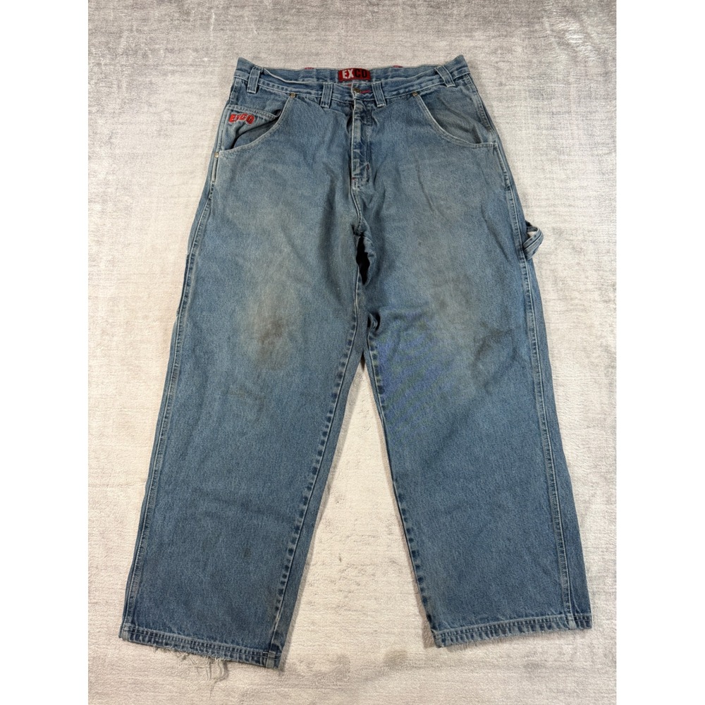 Exco Carpenter Jeans Mens 36 Blue Denim Phat Dawg Wide Leg Baggy 90s Streetwear